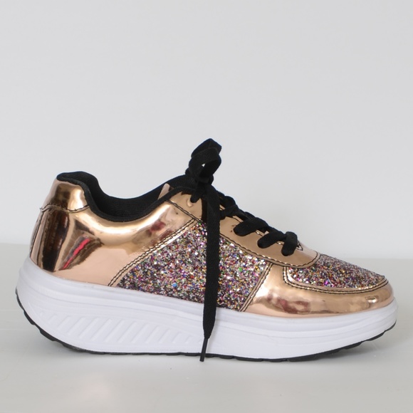 **Rose Gold Glitter Sneaker** Size 30/5 NWOT - Picture 3 of 7